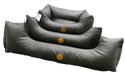 Δερμάτινο κρεβάτι - μαύρο - καλάθι σκύλου - 2 μεγέθη