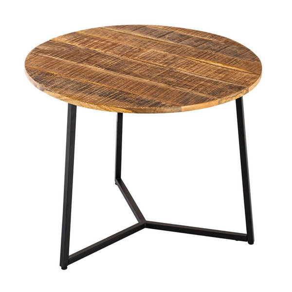 Τραπεζάκι σαλονιού στρογγυλό μασίφ ξύλο διαμέτρου 56cm. Τραπεζάκι σαλονιού, βοηθητικό τραπέζι La Palma με μεταλλικό σκελετό σε μαύρο χρώμα