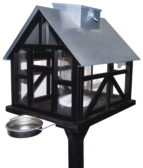 Bird feed house / feed board - Panorama - with light and everything for feed and water