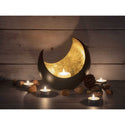 Candle holder - candle holder made as a moon/sickle shape black matt gilded inside