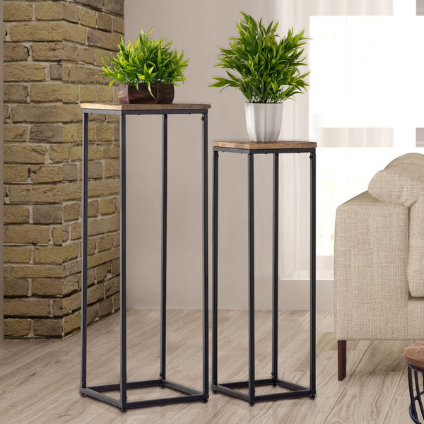 Flower column set - Flower stool Peru square plant stand - W 25 and 20 H 78 and 67 cm