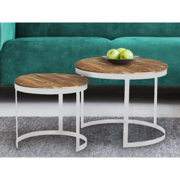 Coffee table set - 2 side tables - Coffee table round Austin - Metal frame