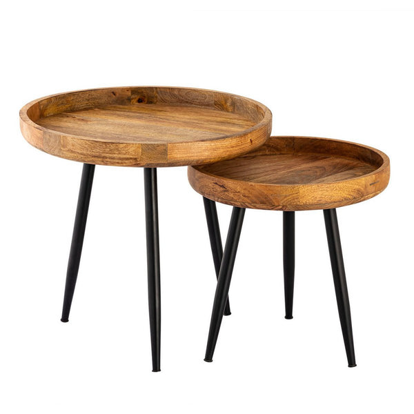 Βοηθητικό τραπέζι ξύλινο στρογγυλό διάμετρο 40 ή 50 cm. Τραπεζάκι σαλονιού τραπεζάκι σαλονιού Vancouver μεταλλικά πόδια μαύρο ματ