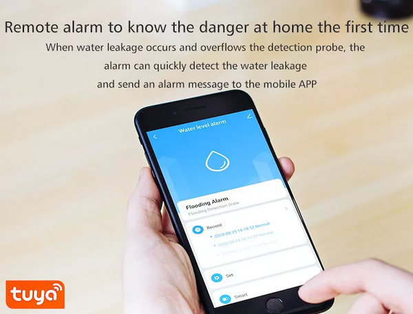 Water leak alarm - Overturn and waterstand alarm - Akustic and light alarm - WIFI with alarm to your mobile